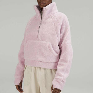 Lululemon Scuba Oversized Fleece Athleisure Funnel Neck 1/2 Zip Pink Peony M/L